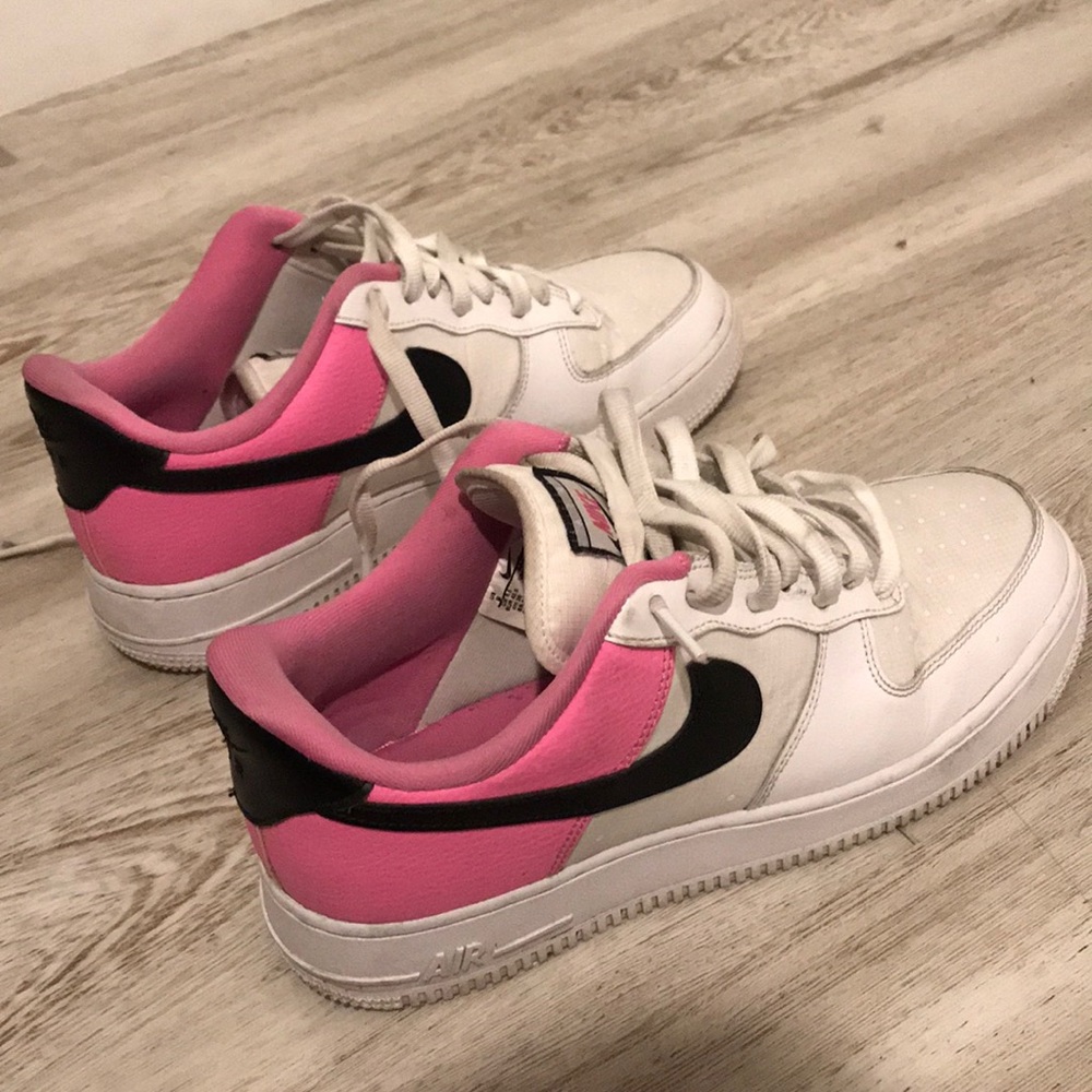 Nike White Pink And Black Air Force 1